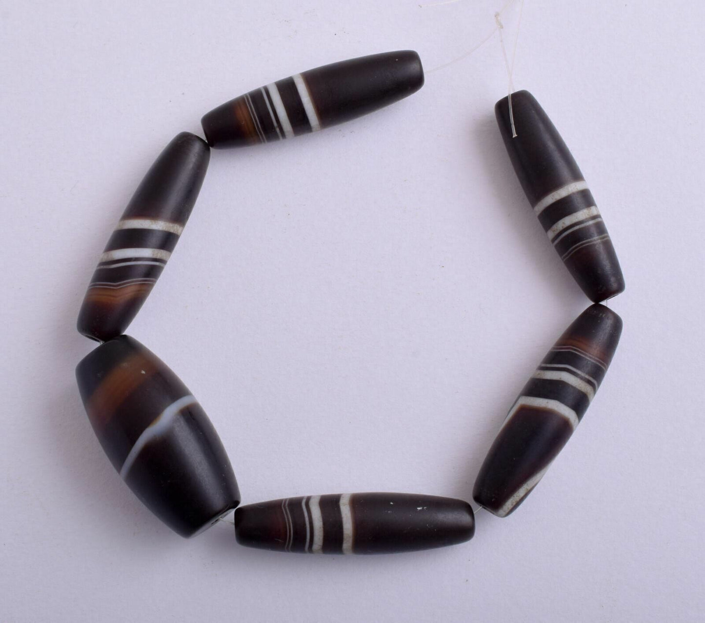 6 Antique banded Agate Beads wholesale-African Trade beads-54 gram