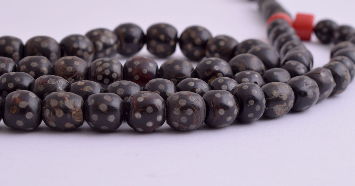 Antique black coral Makawy -Prayer beads-komboloi strand-70gram-يسر مكاوي قديم