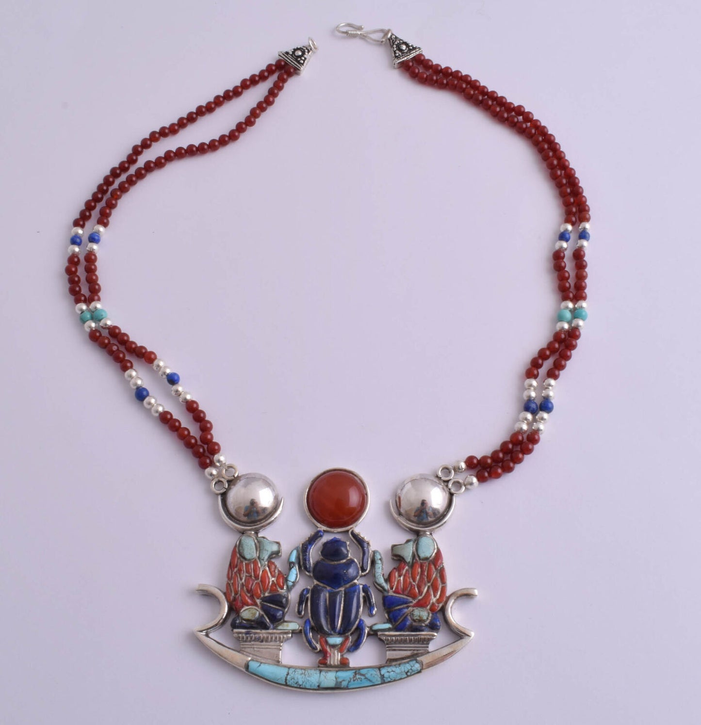 King Tut-Tutankhamun scarab necklace Silver Pendant, Turquoise,lapis-Egypt