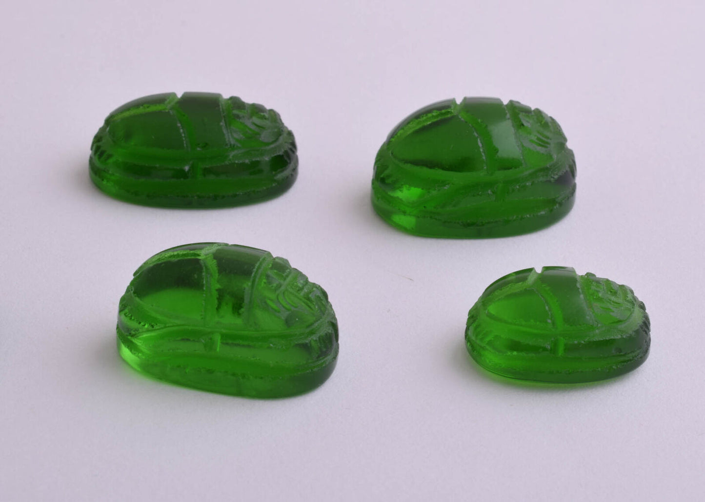 8 Egyptian Scarab-Hand Carved Egyptian czech glass Scarab-Revival stone