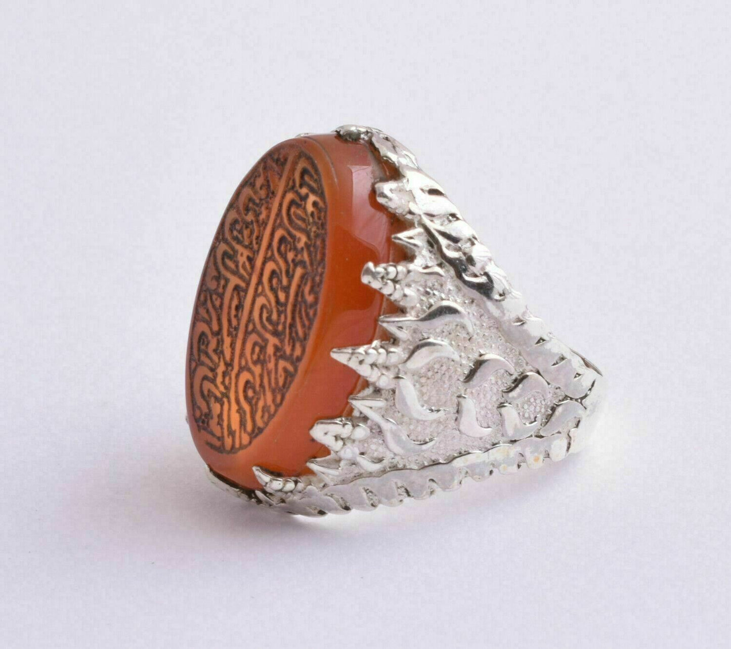 Agate aqeeq aqiq 925 Silver Men Ring- Quran-Islamic yemen- yemeni