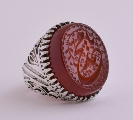 Yemen agate aqeeq aqiq akik Islamic sterling Silver Men Ring-yemeni