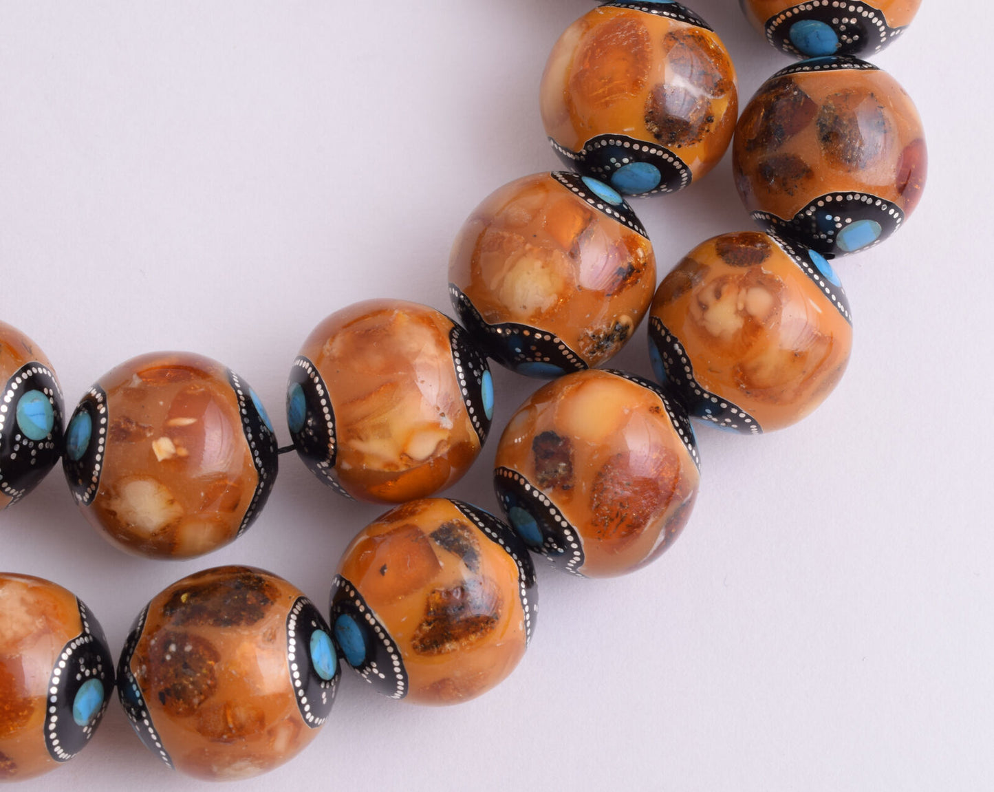 Kuka Islamic Prayer Beads-Worry Beads-Kuka,Silver & Amber nails- 186 gram - 19mm