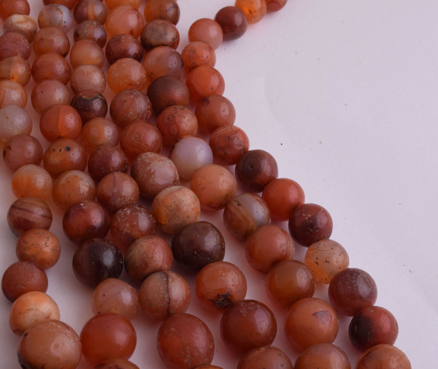 8 Antique old Carnelian round Agate beads Necklace-middle eastern