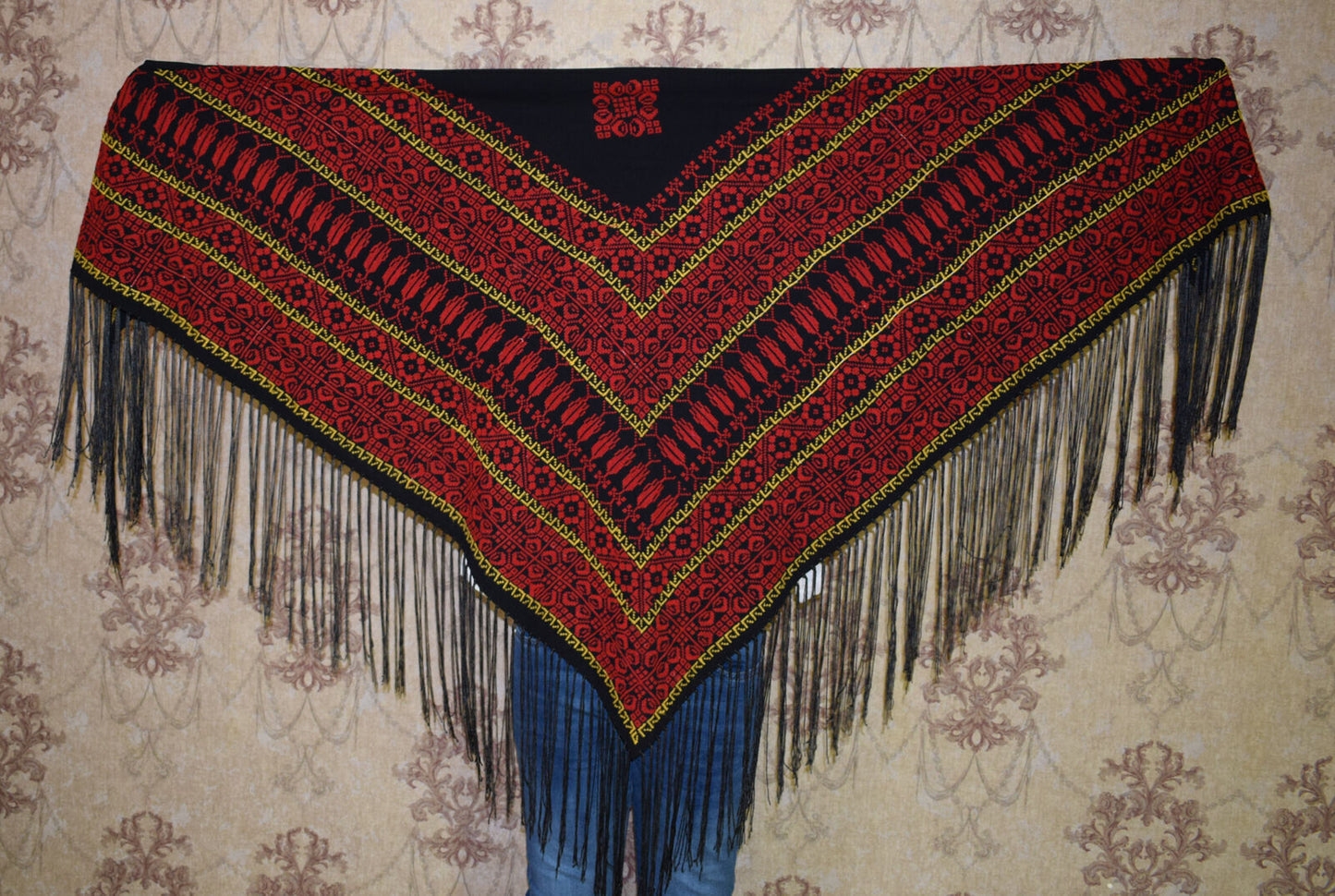 Hand Stitched embroidered Egyptian / Palestinian Bedouin Wrap Shawl Scarf