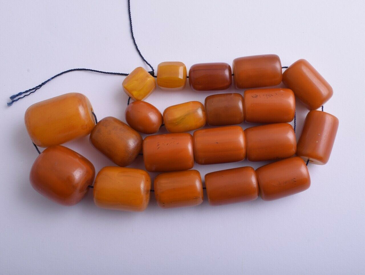 Antique German Misky Bakelite Amber /Trade Beads-Simulated Amber Strand Necklace