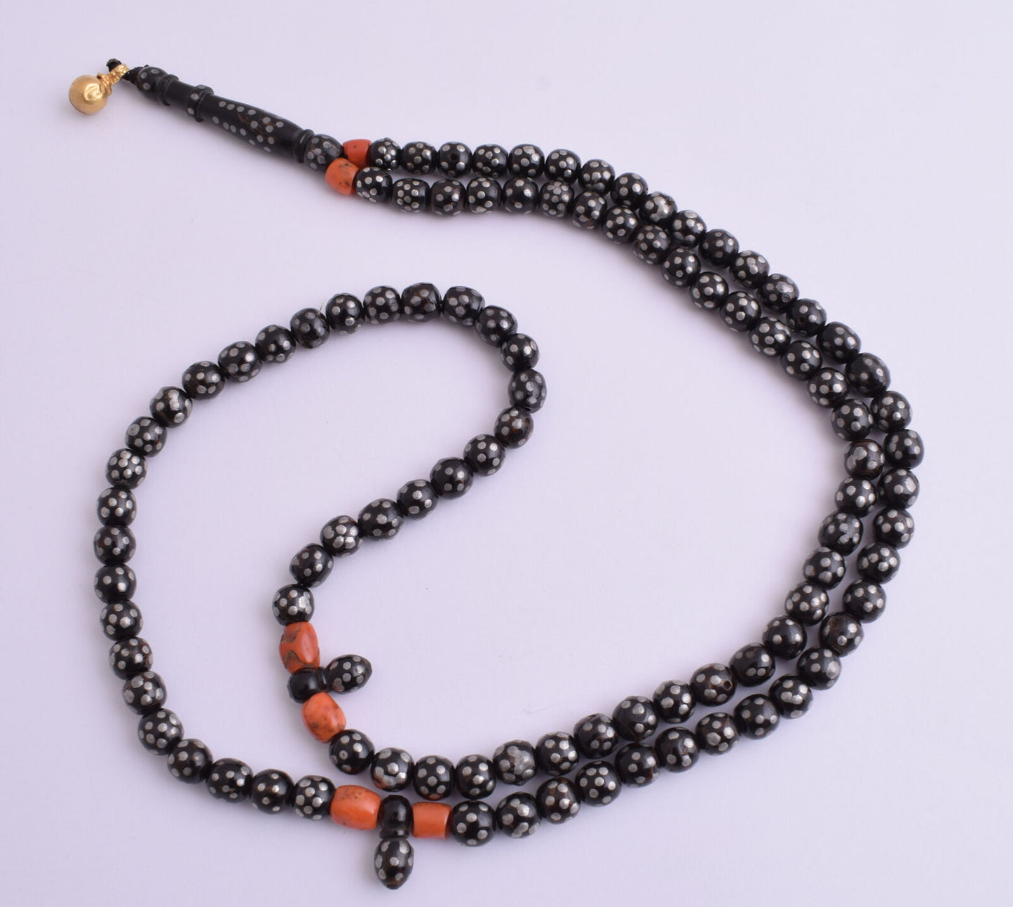 Antique black coral Makawy -Prayer beads-komboloi strand-90 gram-يسر مكاوي قديم