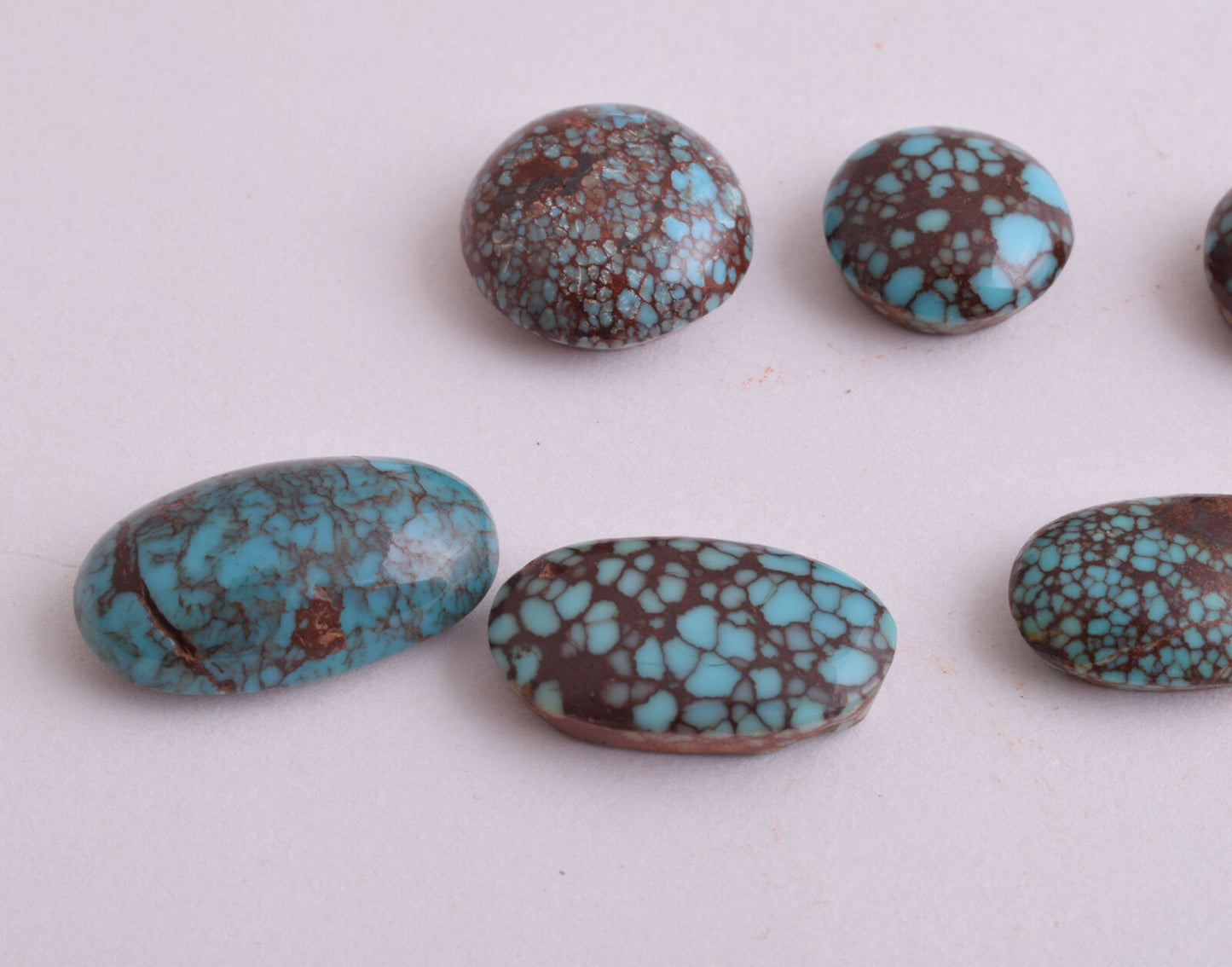 Egyptian Turquoise spiderweb Cabochon/ 7 Cab cabochon stone- 93 Carats-Lot