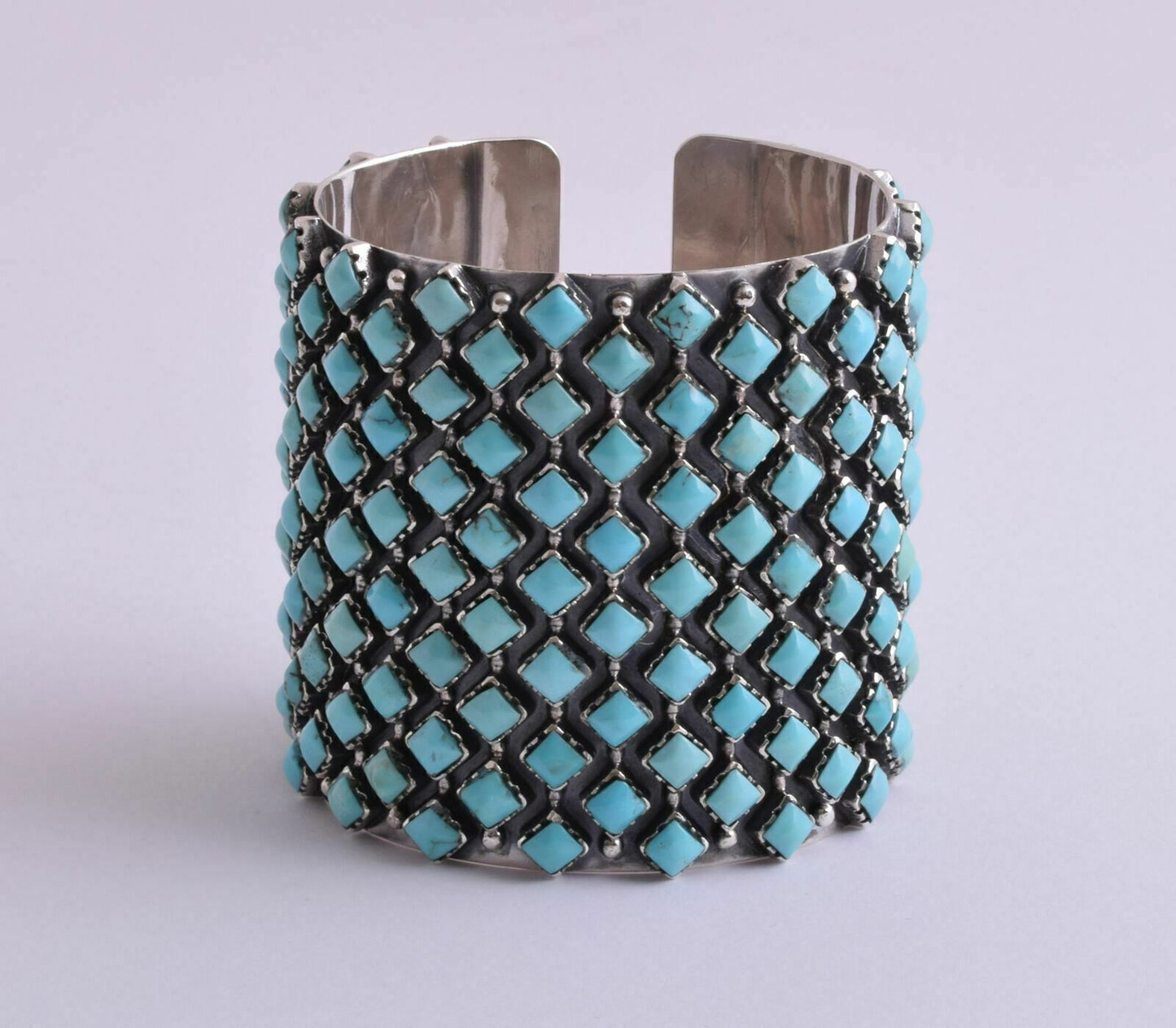 Egyptian Turquoise sterling silver Cluster Bracelet-179 gram-Large Cuff