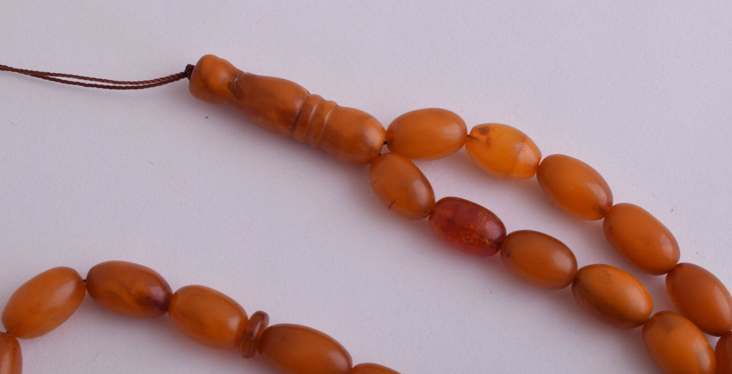 Antique natural butterscotch Amber kahraman Prayer Beads-Bernstein