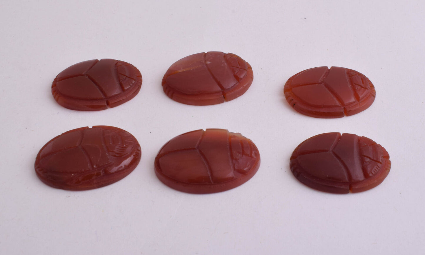 6 Egyptian Scarab-Hand Carved Egyptian Agate Scarab-Revival stone amulet