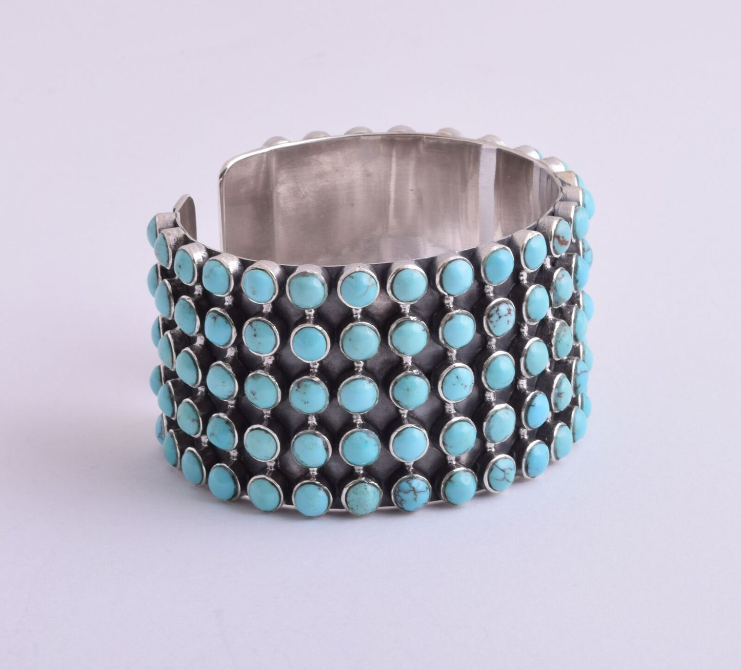 Egyptian Turquoise sterling silver Cluster Bracelet-110 gram-Heavy Bracelet Cuff