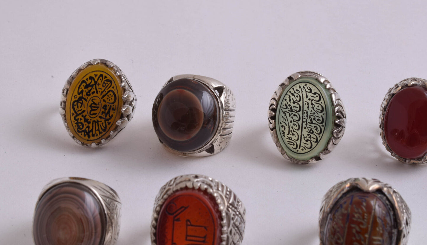 20 Islamic rings collection, Koran, Quran, Yemen agate men rings-Wholesale Lot