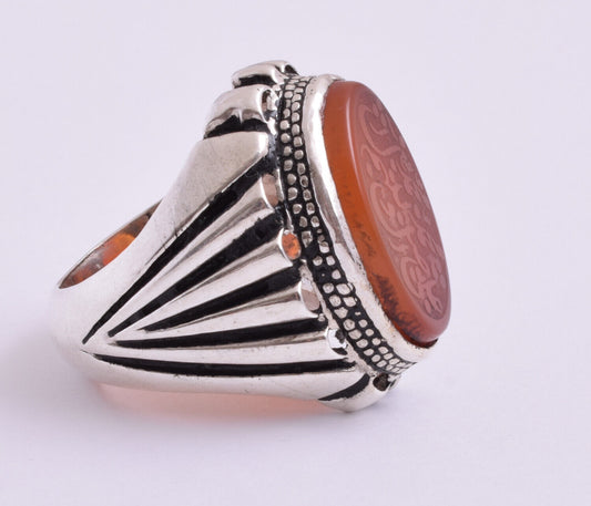 Islamic Yemeni Silver agate aqeeq aqiq men muslim ring -yemen عقيق