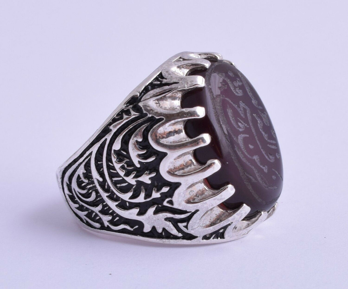 Yemeni Yemen kabdi Islamic agate aqeeq aqiq Silver Men Ring-عقيق كبدي-DHL