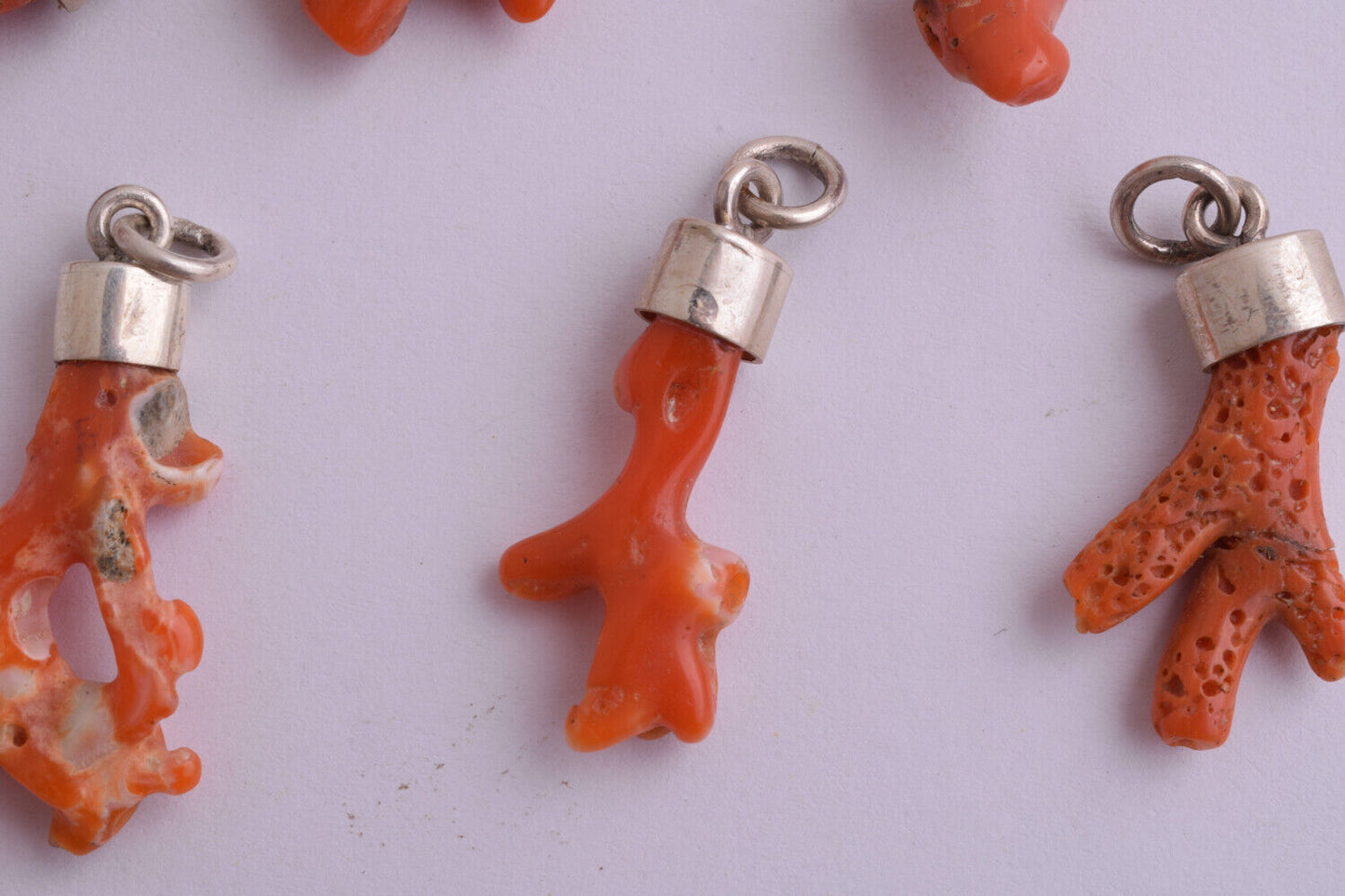 9 Natural Red Coral branch Pendants-untreated Mediterranean Red coral