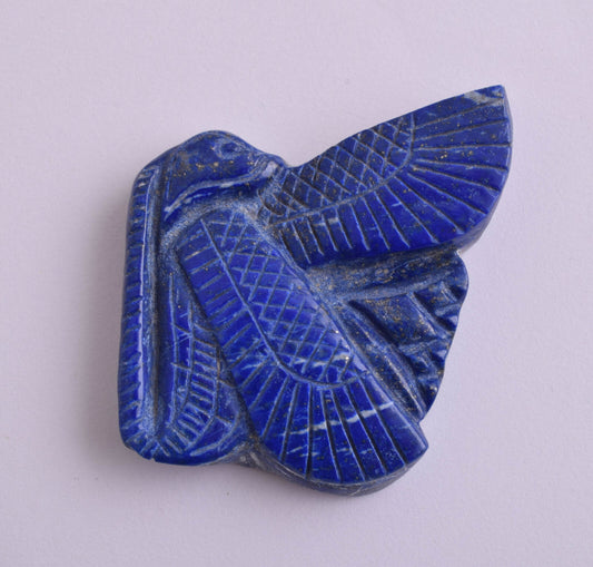 Egyptian Horus Wings-Hand Carved blue Lapis Lazuli-Protective- 2" / 55 gram