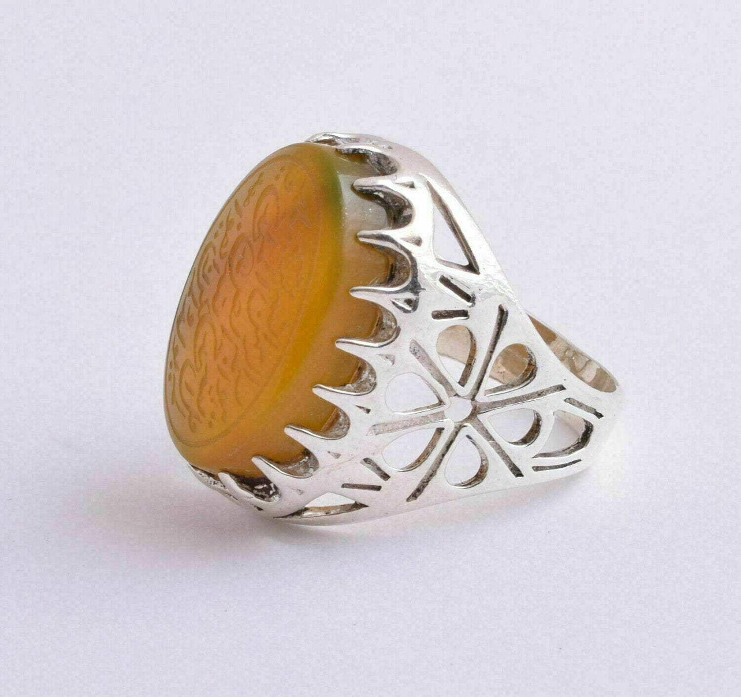 Agate aqeeq aqiq 925 Silver Men Ring- Quran-Islamic yemen- yemeni