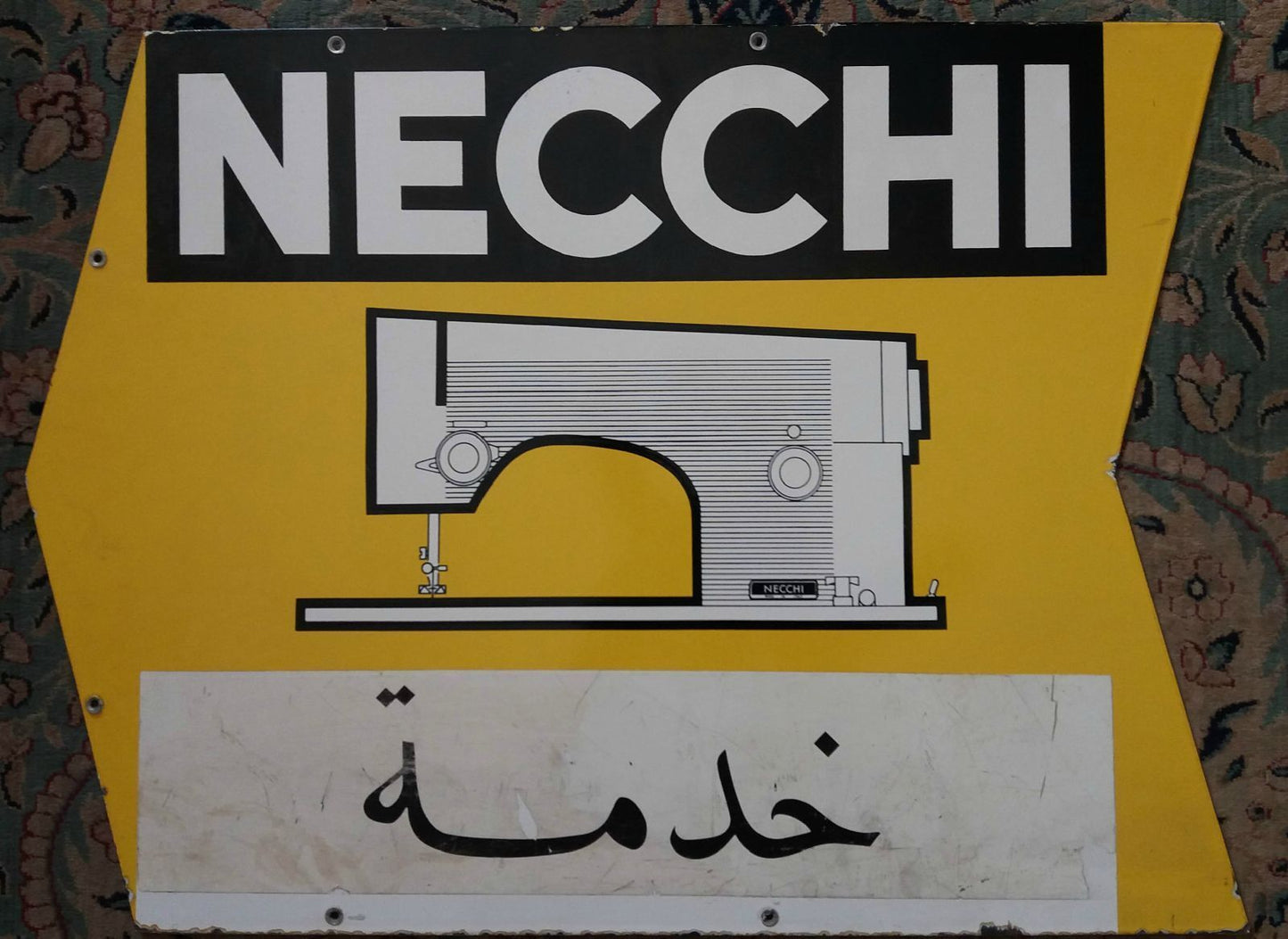 Vintage Italian NECCHI Sewing Machine enamel porcelain sign