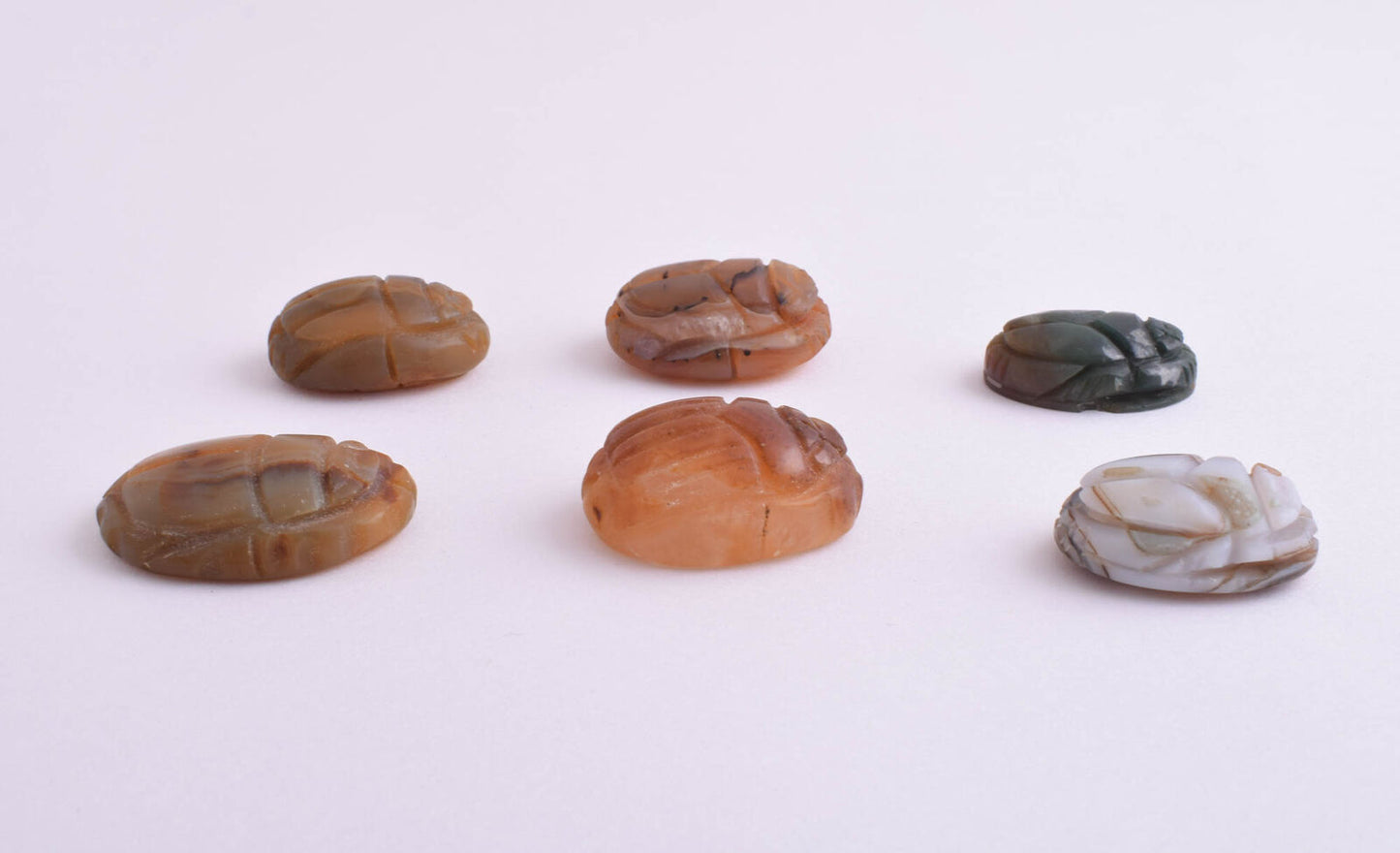 6 Egyptian Scarab-Hand Carved Egyptian Agate Scarab-Revival stone amulet