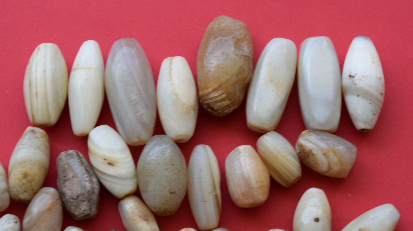 51 Antique ancient banded agate Carnelian beads-middle eastern-400 grams