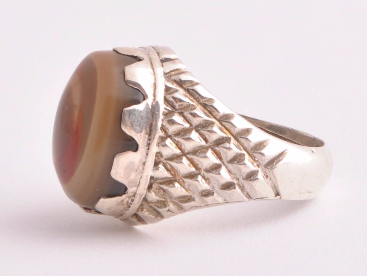 Yemeni Agate Aqeeq silver Ring/ Yemen Yemeni Akik aqiq Silver Men/Islamic-DHL