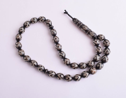 Vintage black coral Makawy -worry beads-komboloi strand