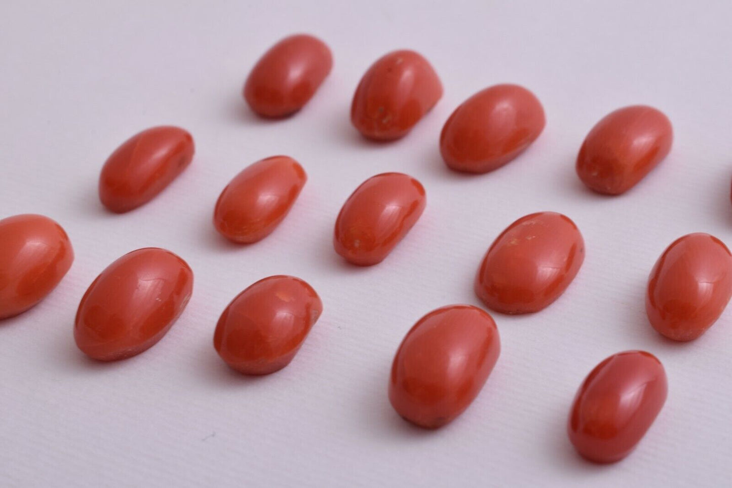 Natural Red Coral Cabochon Cab-15Pcs untreated Mediterranean Red Coral-53 Carats