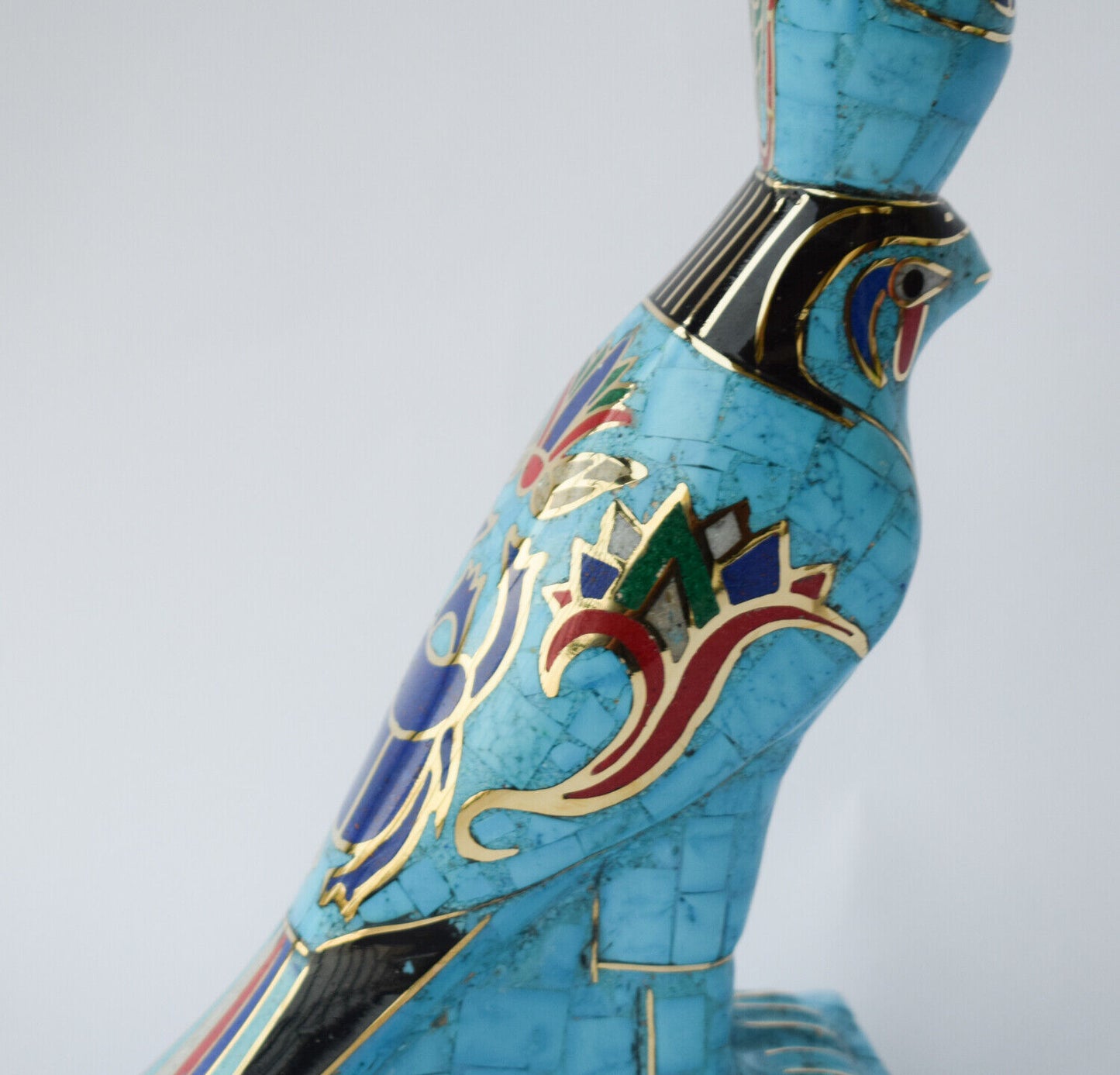 Egyptian Horus Statue-Blue inlay-Collectible Decorative-Revival/ 8.7"