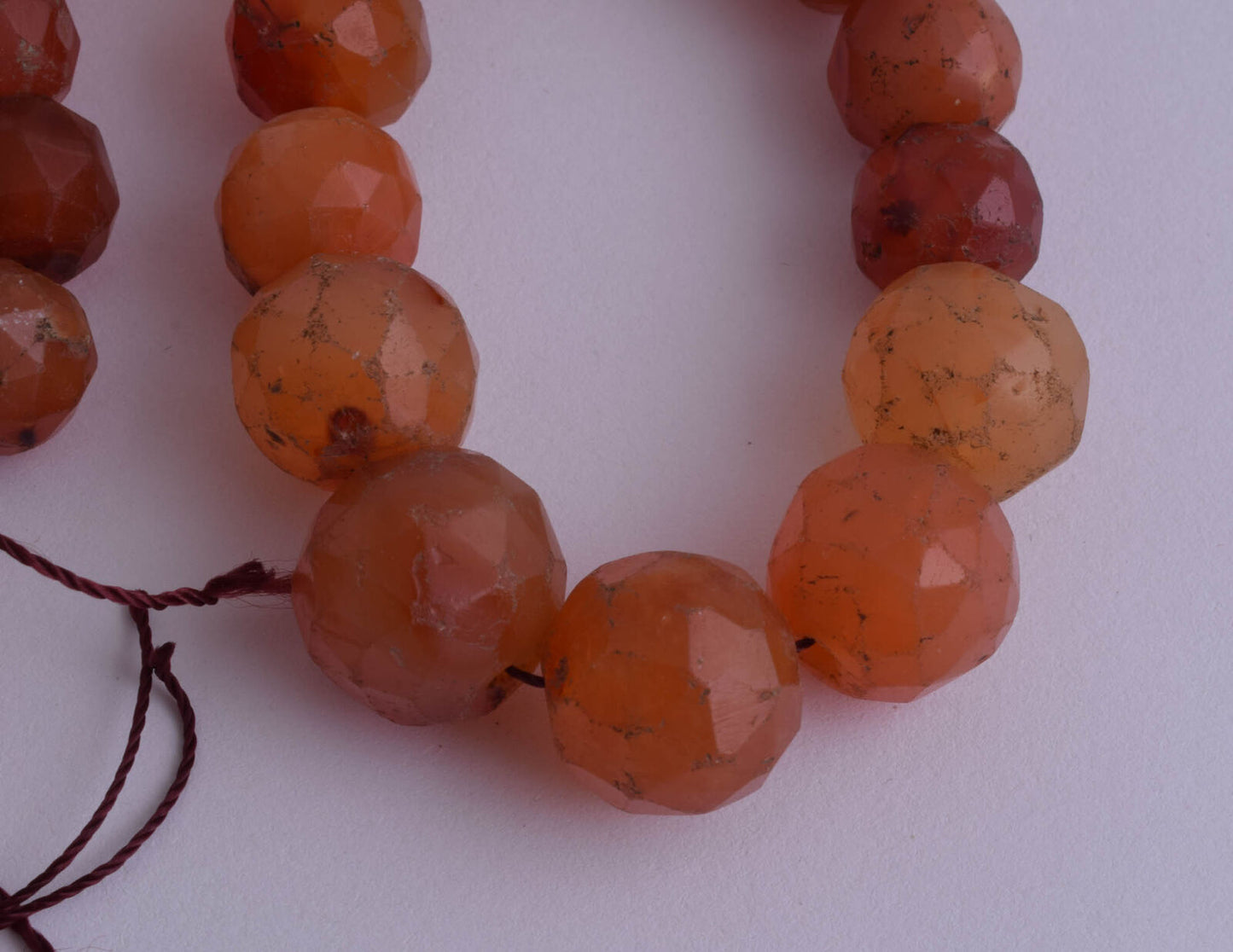 2 Antique Carnelian faceted Agate beads Necklace-middle eastern-190 gram