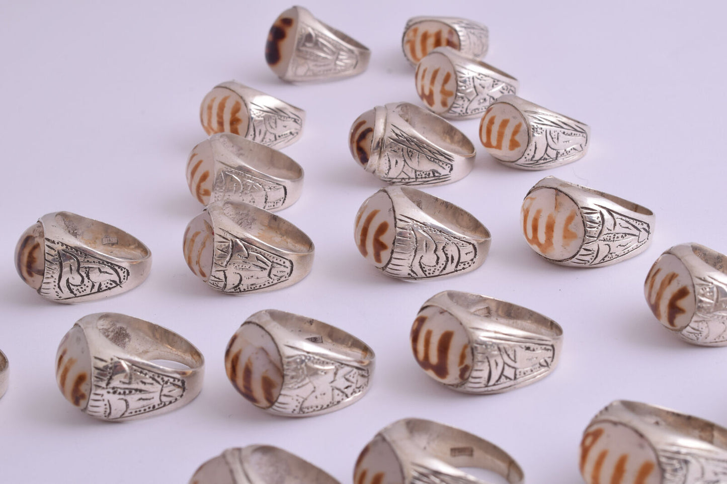 22 Islamic ALLAH rings collection, Yemen agate, men rings-Wholesale Lot