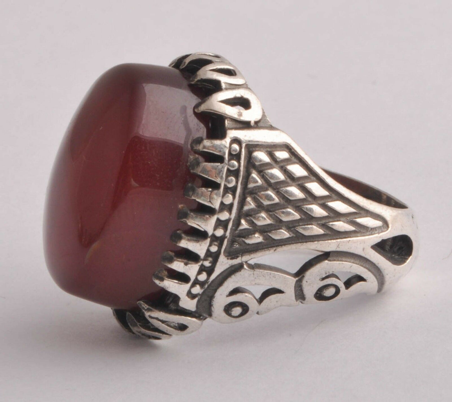 Yemeni Yemen kabdi agate aqeeq aqiq 925 sterling Silver Men Ring-عقيق كبدي-DHL