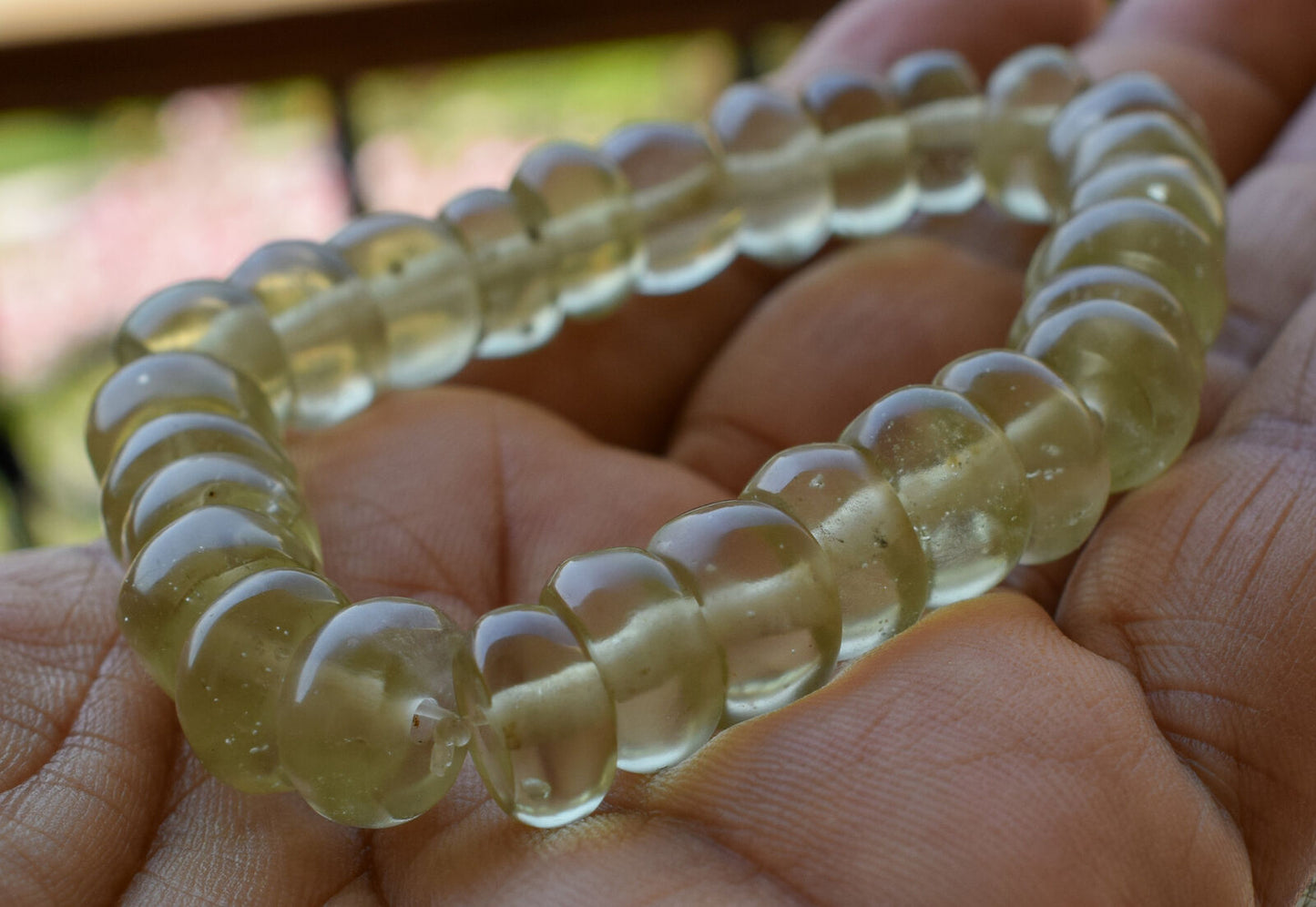 Libyan Desert glass Bracelet-28 beads-12mmx6mm-192 ct-Meteorite Tektite-asteroid