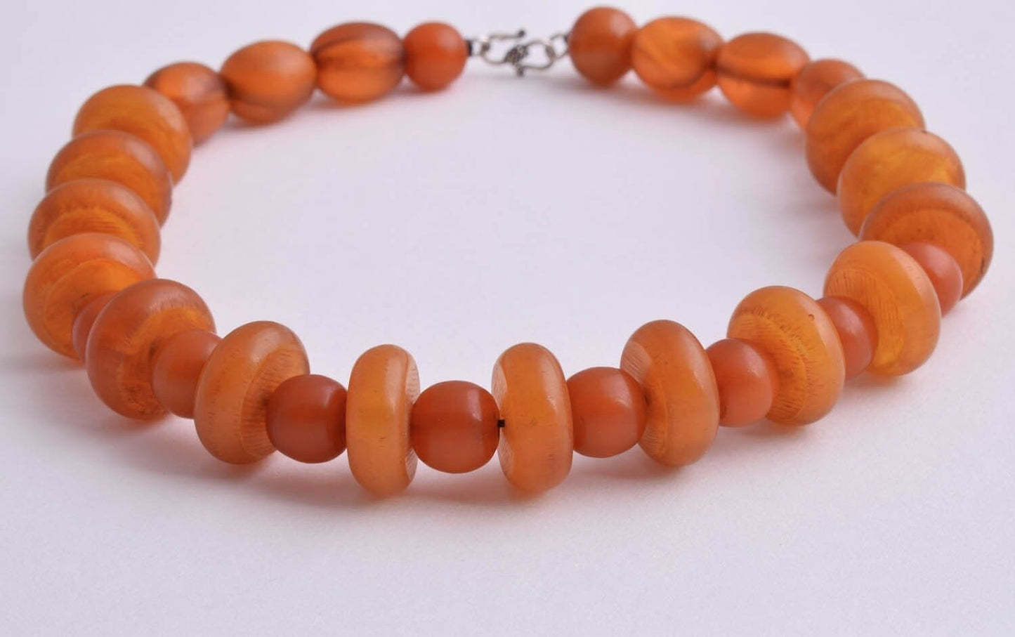 Vintage African Bakelite Amber Trade Beads-Simulated Amber Strand Necklace