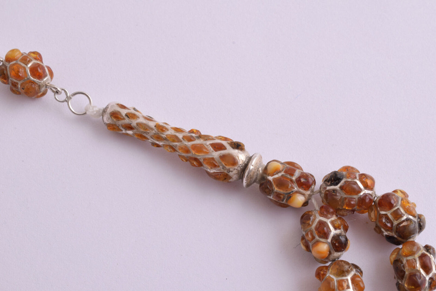 Amber sterling silver Islamic inlaid prayer beads,muslim Kahraman Tasbih