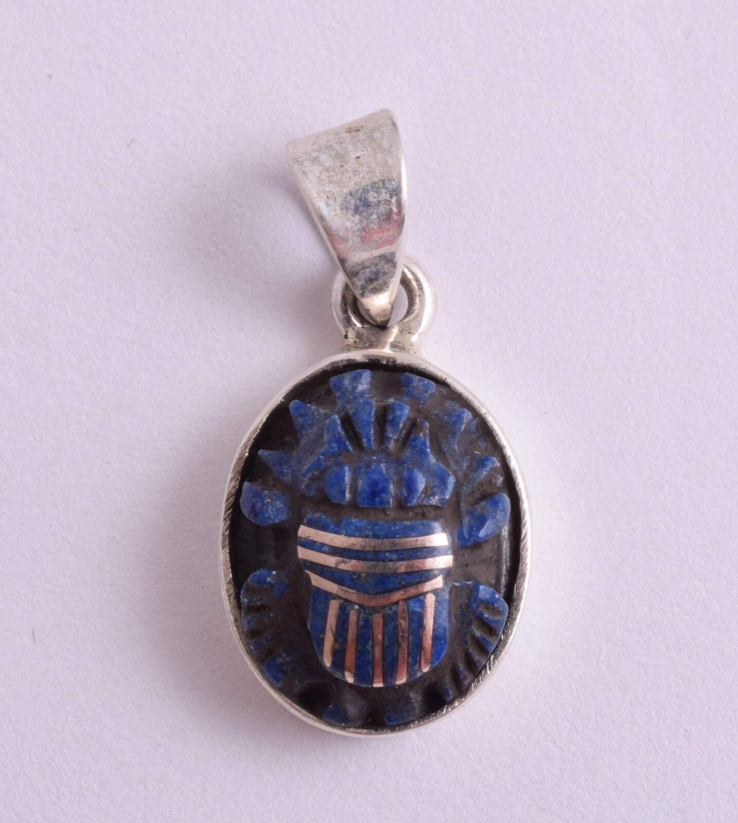 9 Vintage Egyptian Lapis Lazuli-Silver Pendants-Hand Carved-Pharaohs Kings