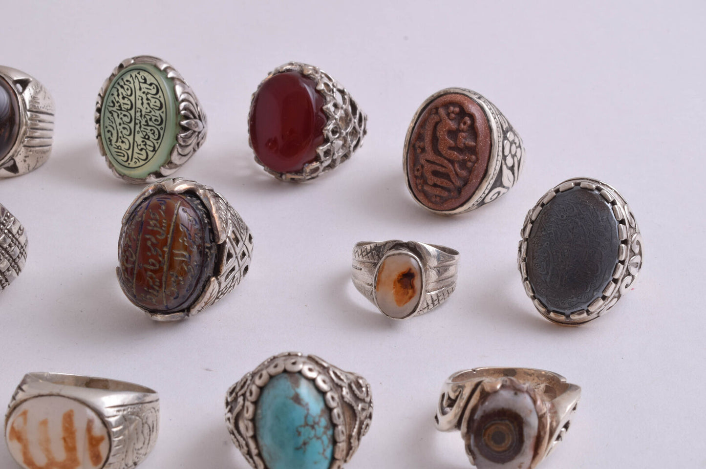 20 Islamic rings collection, Koran, Quran, Yemen agate men rings-Wholesale Lot