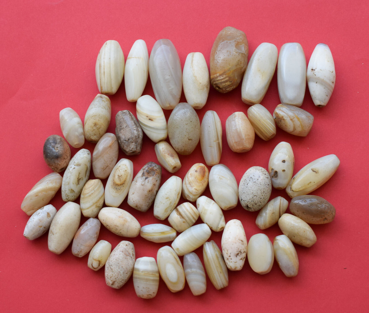 51 Antique ancient banded agate Carnelian beads-middle eastern-400 grams