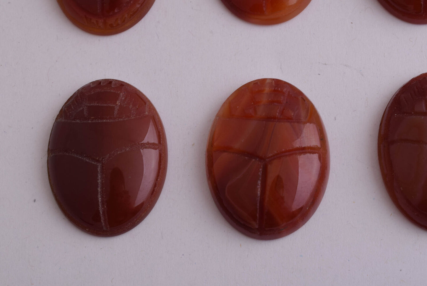 8 Egyptian Scarab-Hand Carved Egyptian Agate Scarab-Revival stone amulet