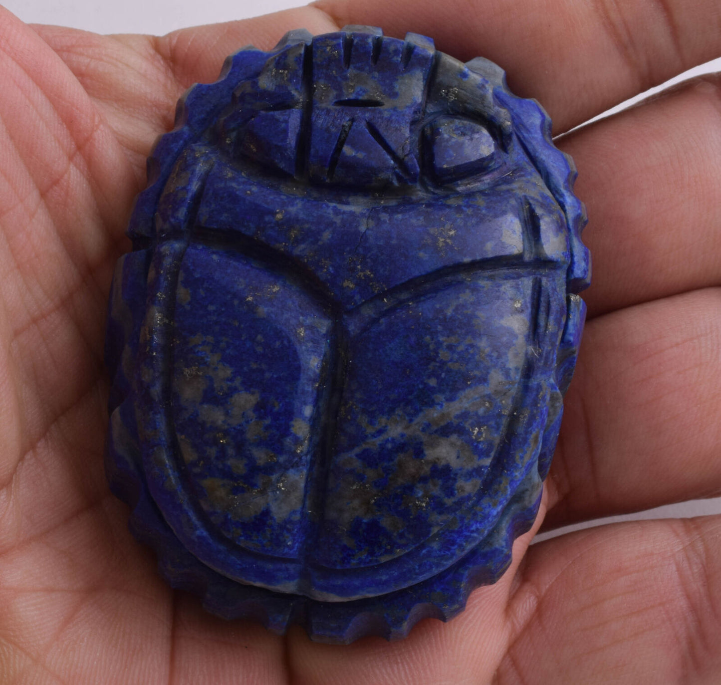 Egyptian Scarab-Carved Egyptian Lapis Lazuli Scarab- 2.6" /  127 gram