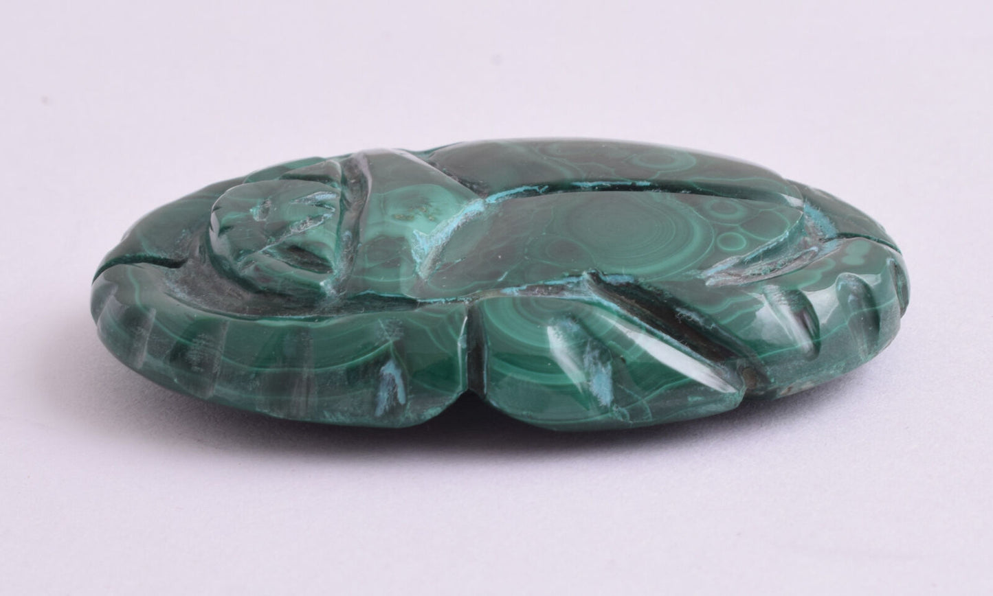 Egyptian Scarab-Carved egyptian Malachite SCARAB- 2.2" / 62 gram