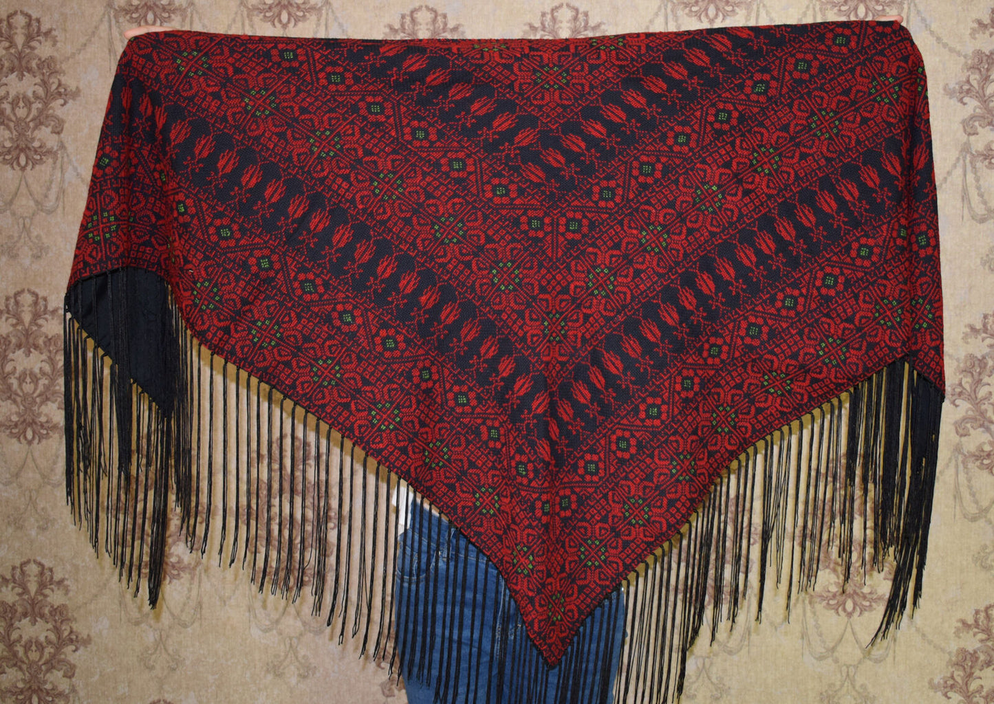 Palestinian Scarf, Embroidered Shawl, Egyptian Shawl, Bedouin Scarf, Hand Woven