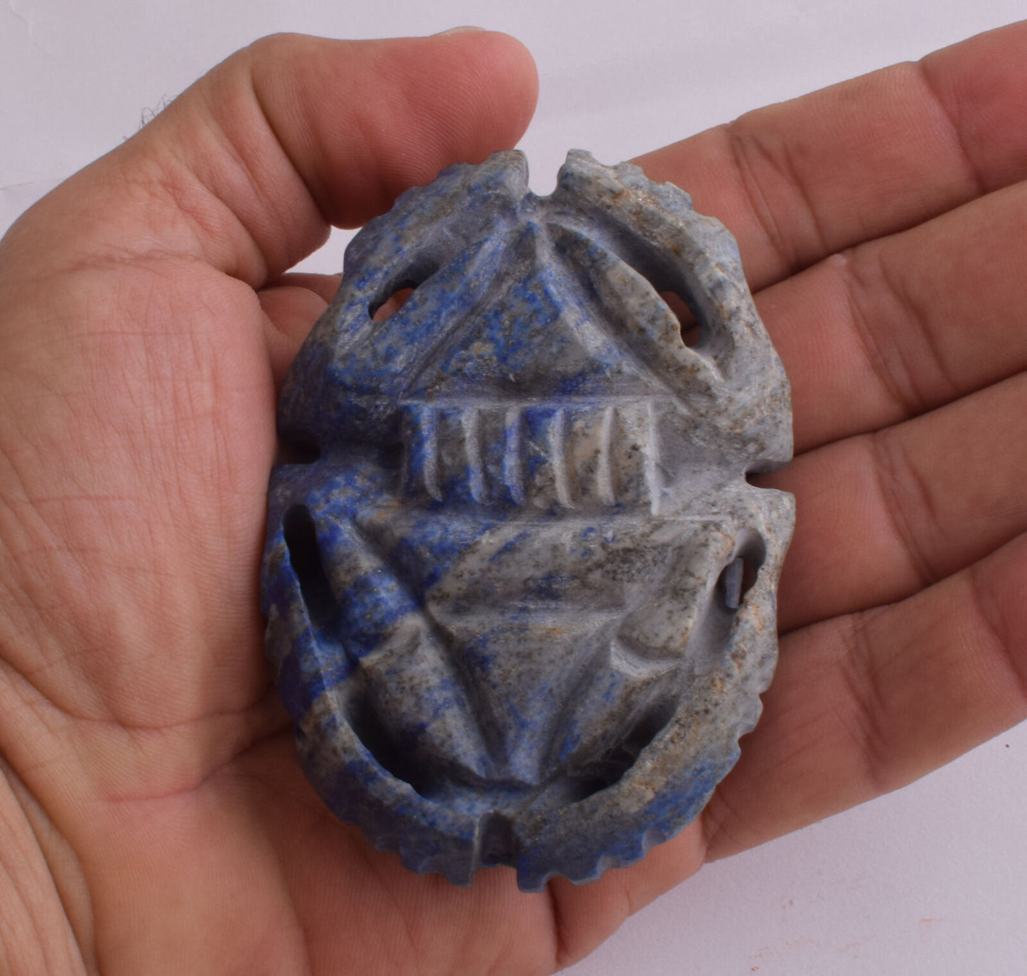 Egyptian Scarab-Carved Egyptian Lapis Lazuli Scarab- 3.4" /  243 gram