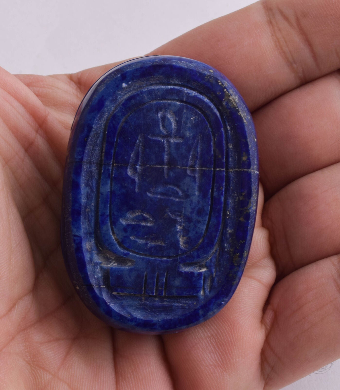 Egyptian Scarab-Carved Egyptian Lapis Lazuli Scarab- 2.4" /  116 gram