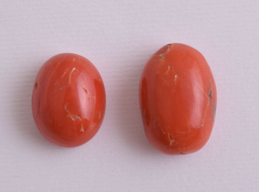 Vintage Red Coral Cabochon-Natural-2 Pcs untreated Yemeni Red Coral-29 Carats