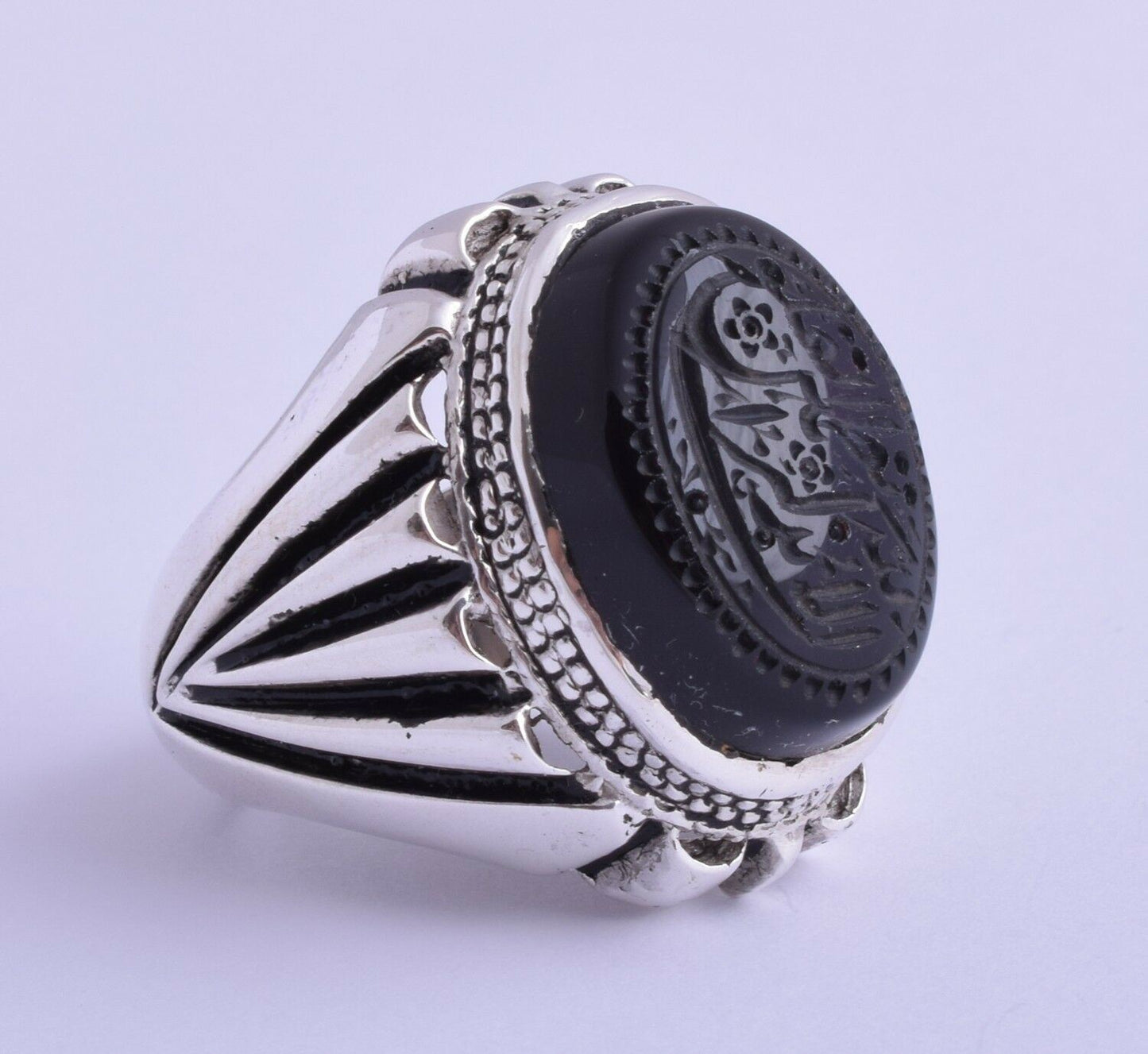 Yemeni Islamic agate aqeeq aqiq 925 Silver Men Ring-shefat alabed شفة العبد-DHL