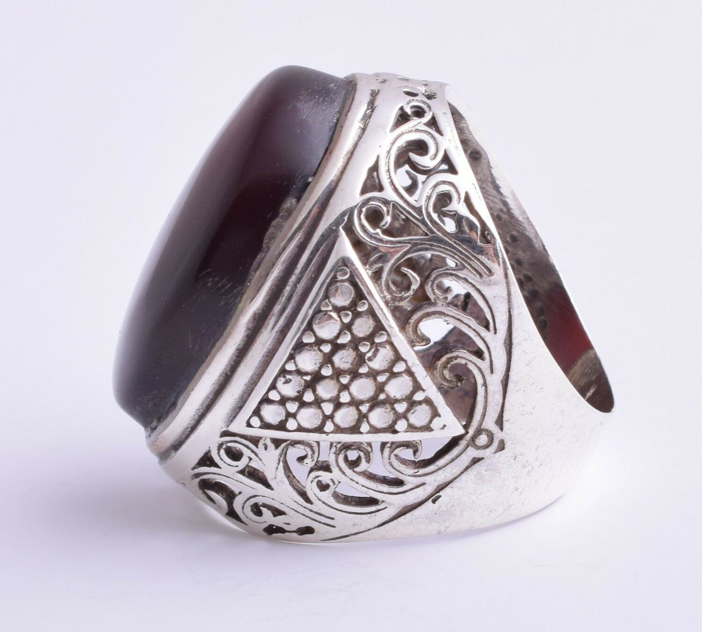 Yemeni Yemen kabdi agate aqeeq aqiq Silver Men Ring-Middle Eastern-عقيق كبدي-DHL