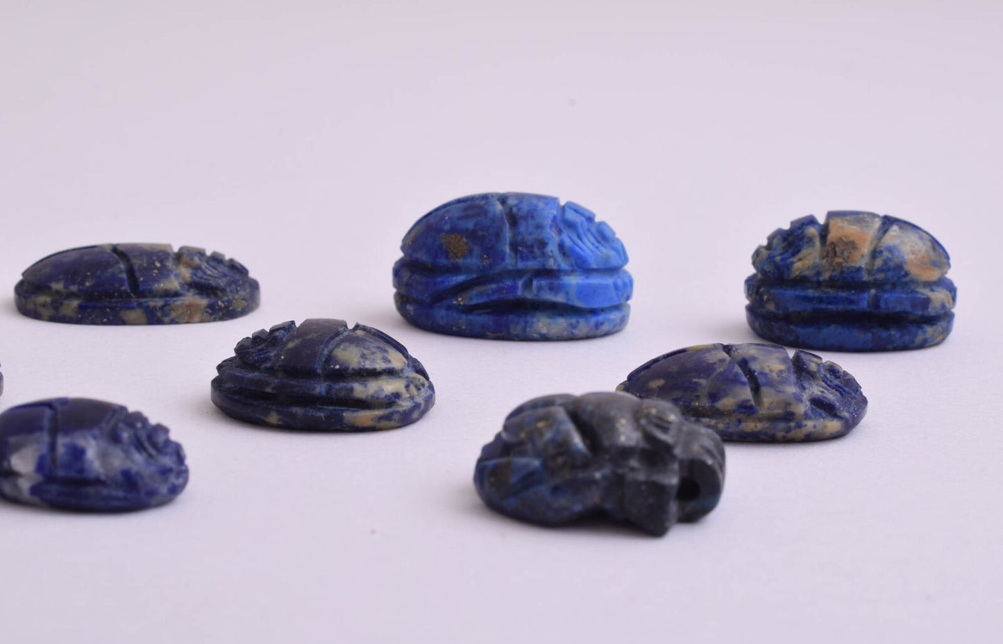 18 Egyptian Scarab-Hand Carved Egyptian lapis Lazuli Scarab-Revival stone