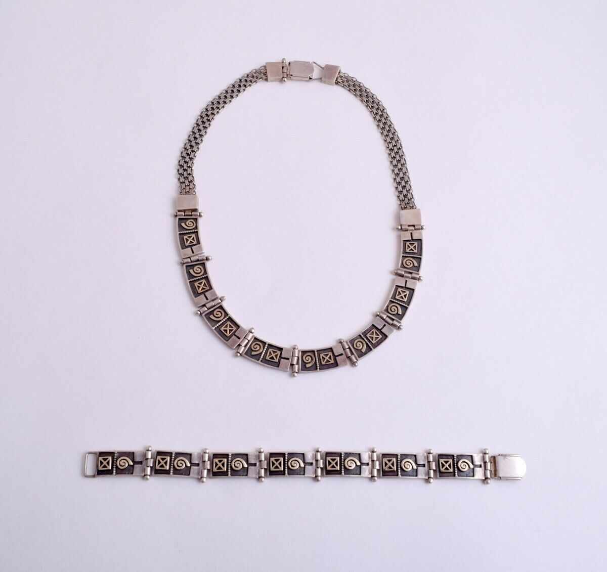 Vintage 925 silver/ 9k gold Native American Necklace & Bracelet set