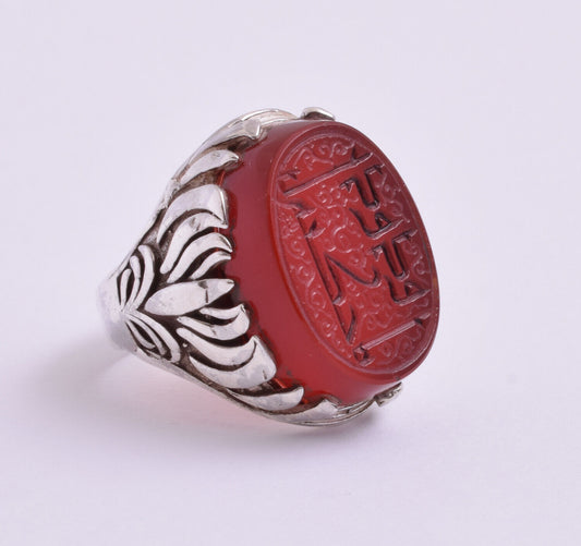 Islamic Yemeni Silver agate aqeeq aqiq men muslim ring -yemen عقيق